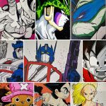 Montage de toiles acryliques illustrant les différentes catégories de vente sur la boutique en ligne.