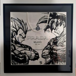 Goku vs Vegeta sur Véritable Sac de Boutique Cartonné PRADA – Pièce Unique